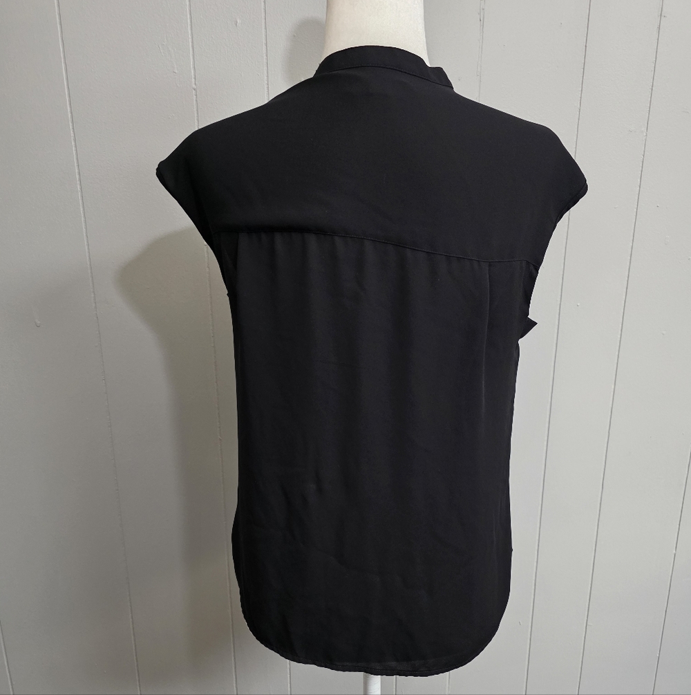 J. Crew Cap Sleeve Crepe Black Top Size Sp - Picture 7 of 12